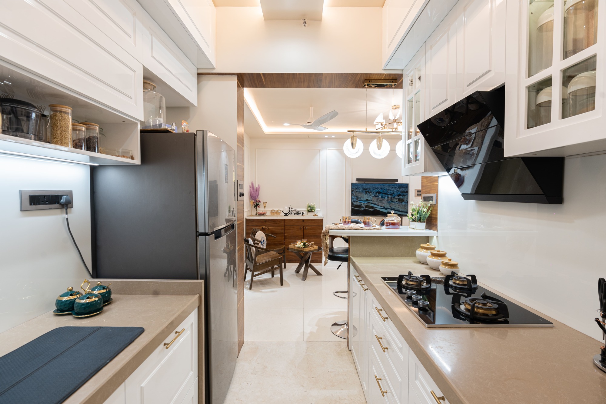 Parallel modular kitchen design for modern homes by Indus Studio