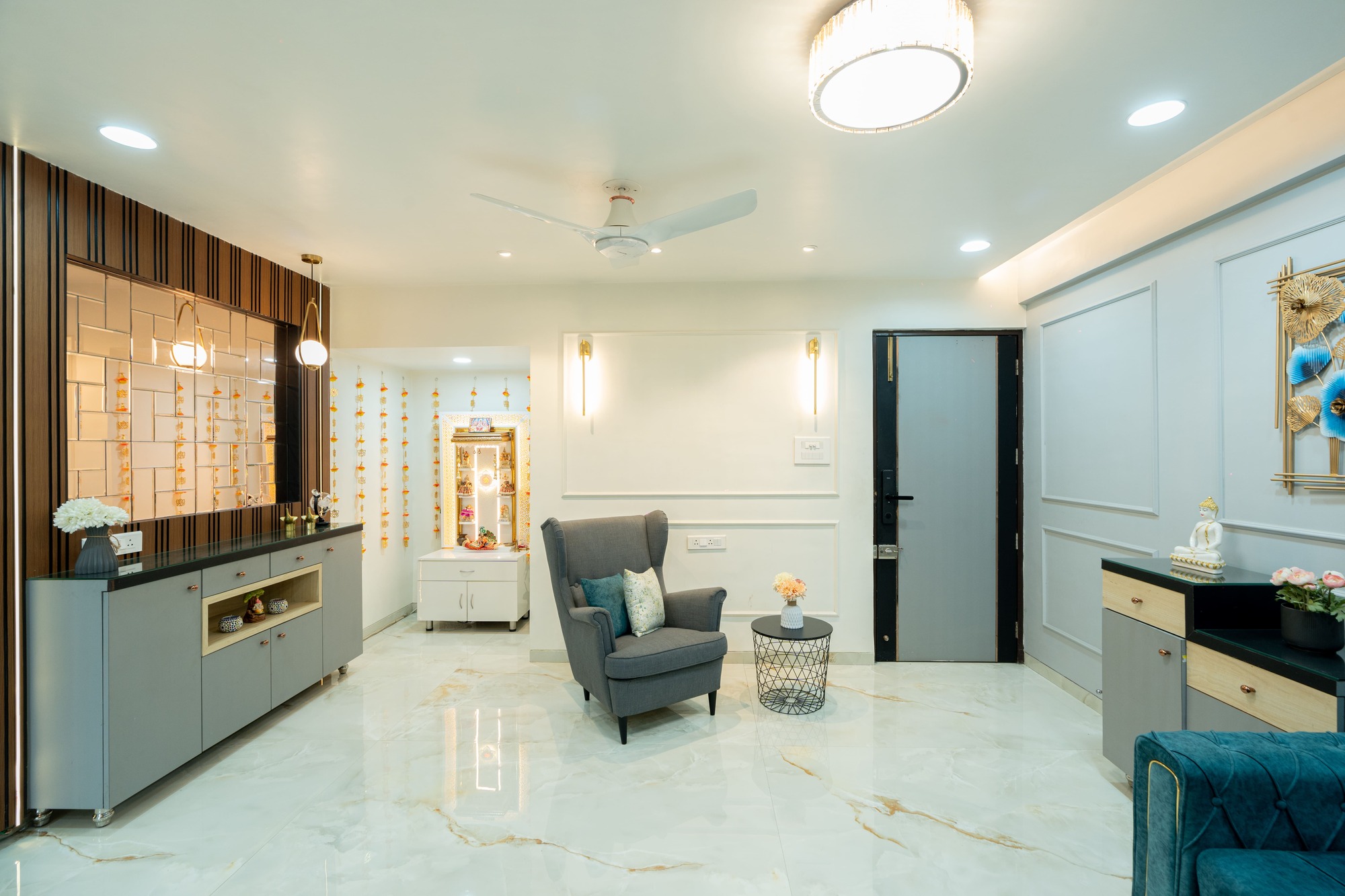 Luxury living room interior with custom furniture by Indus Studio