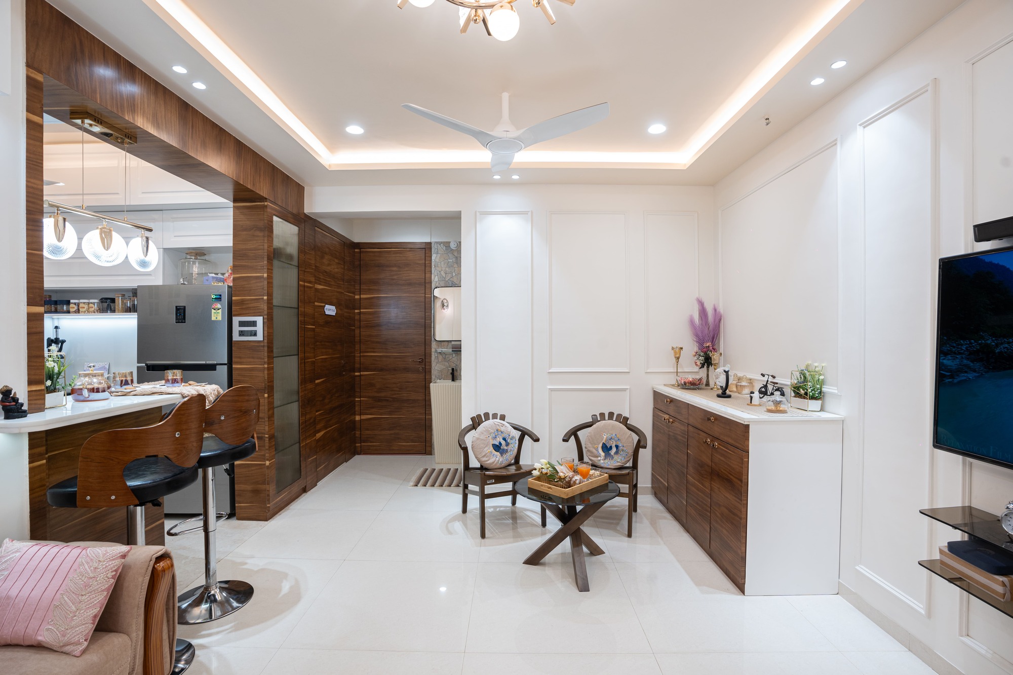 Minimal modern living room interior design by Indus Studio